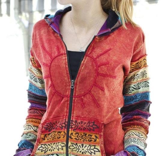 Tibetan Sun Zippered Hoodie Jacket